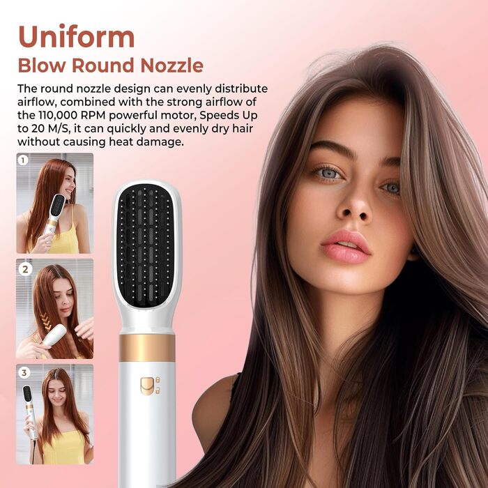 Мультистайлер для волосся 6 в 1 MogaWave Hairstyler Pro Airbrush: фен-щітка, автоматичний курлер та вирівнювач для об'єму, завивки та гладкості, бежевий