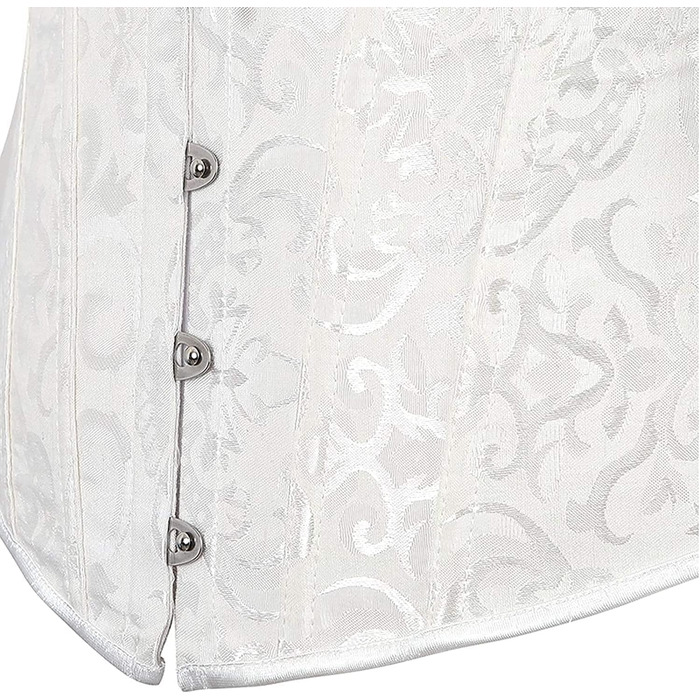 Корсет жіночий Oytto готичний з мереживом, атласний, з кісточками, на шнурівці, пов'язаний, топ-боді, весільний, білий, M