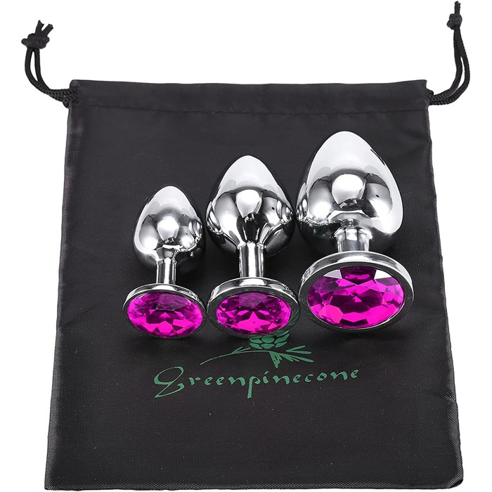 Набір анальних пробок Klein Medium Groß з металу: Butt Plug з кристалами та діамантами, темно-фіолетовий