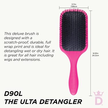 Щітка-розплутувач для волосся Denman Tangle Tamer Ultra D90L для кучерявого та натурального волосся, рожева