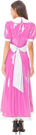 Костюм для косплею/карнавалу: сукня служниці з мереживом, рожева. Матеріал: шкіра, бренд Vxuxlje. Ідеально для Хелловіну, карнавалу та косплею.