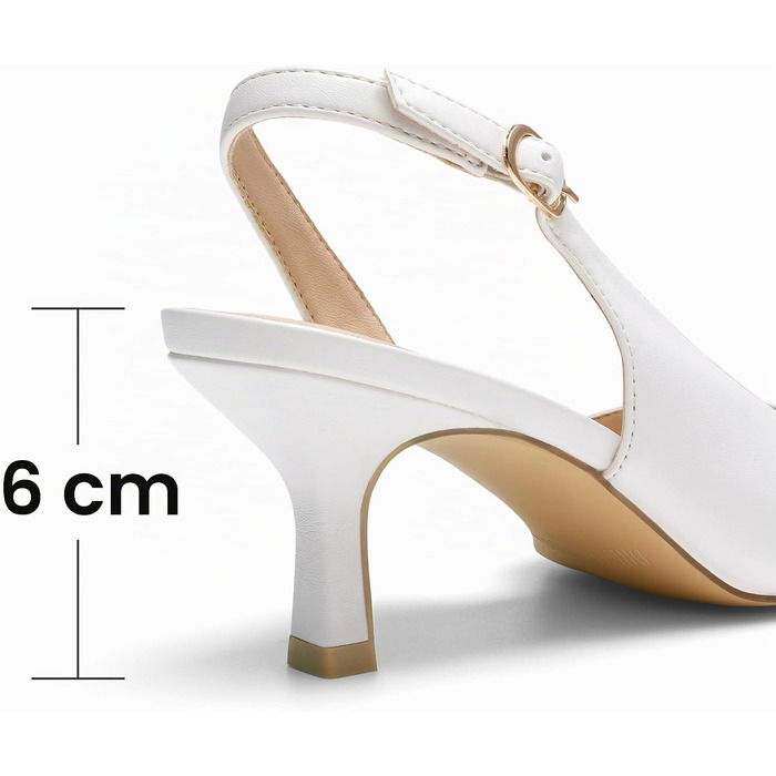 Жіночі туфлі-слінгбеки Dream Pairs на низьких підборах (kitten heels), білі, екошкіра, розмір 40 EU
