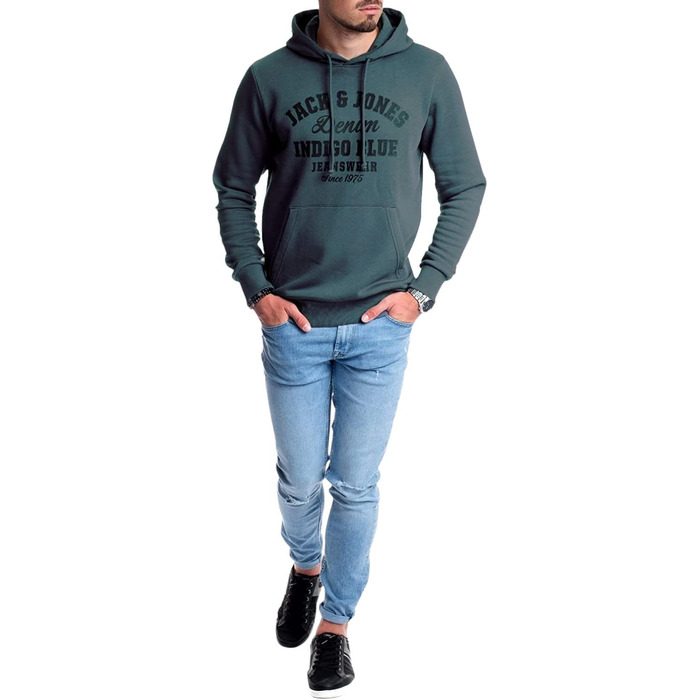 Чоловіче худі з капюшоном Jack & Jones Logo edona age Mika 4, темно-сіре (S)