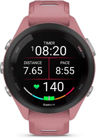 Спортивний смарт-годинник Garmin Forerunner 265S AMOLED, 42мм, світло-рожевий та пудрово-сірий — тренувальні метрики та аналіз відновлення