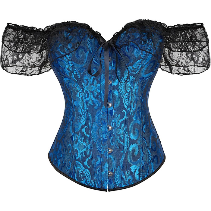 Жіночий топ-корсет CKJ Corage у стилі піратів/готики з басками, великі розміри (5XL), темно-синій