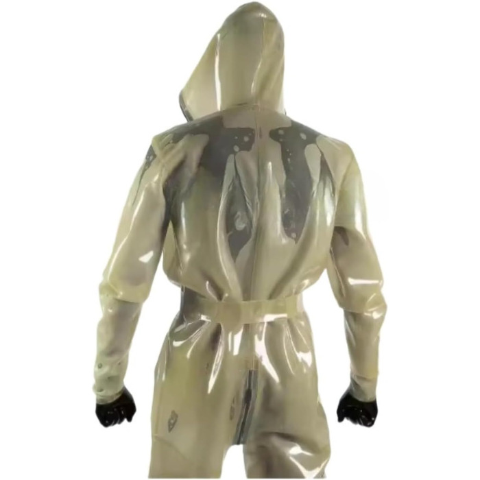 Комбінезон DDINGHOONQPODFR з латексу, прозорий, з блискавкою спереду, XL