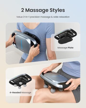 Перкусійний масажер RENPHO Massage Gun для глибокого масажу м'язів, 3200 об/хв, акумулятор 2500mAh, USB-C, 4 змінні насадки, чорний