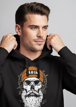 Чоловічий худі Neverless Moin Skull з принтом черепа, компаса та вітрози, чорний, розмір L